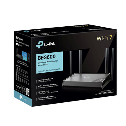 TP-Link Archer BE220 BE3600 Wi-Fi 7 Router | 3.6Gbps Dual-Band, EasyMesh