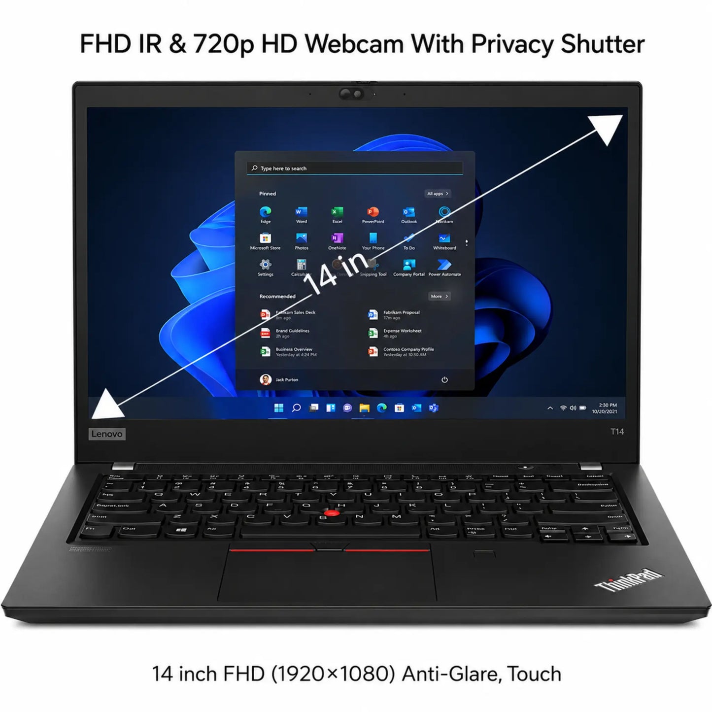Lenovo ThinkPad T14s Gen 2 | 11th Gen Intel® Core™ i7-1185G7 | 32GB DDR4 RAM, and a fast 256GB NVMe SSD