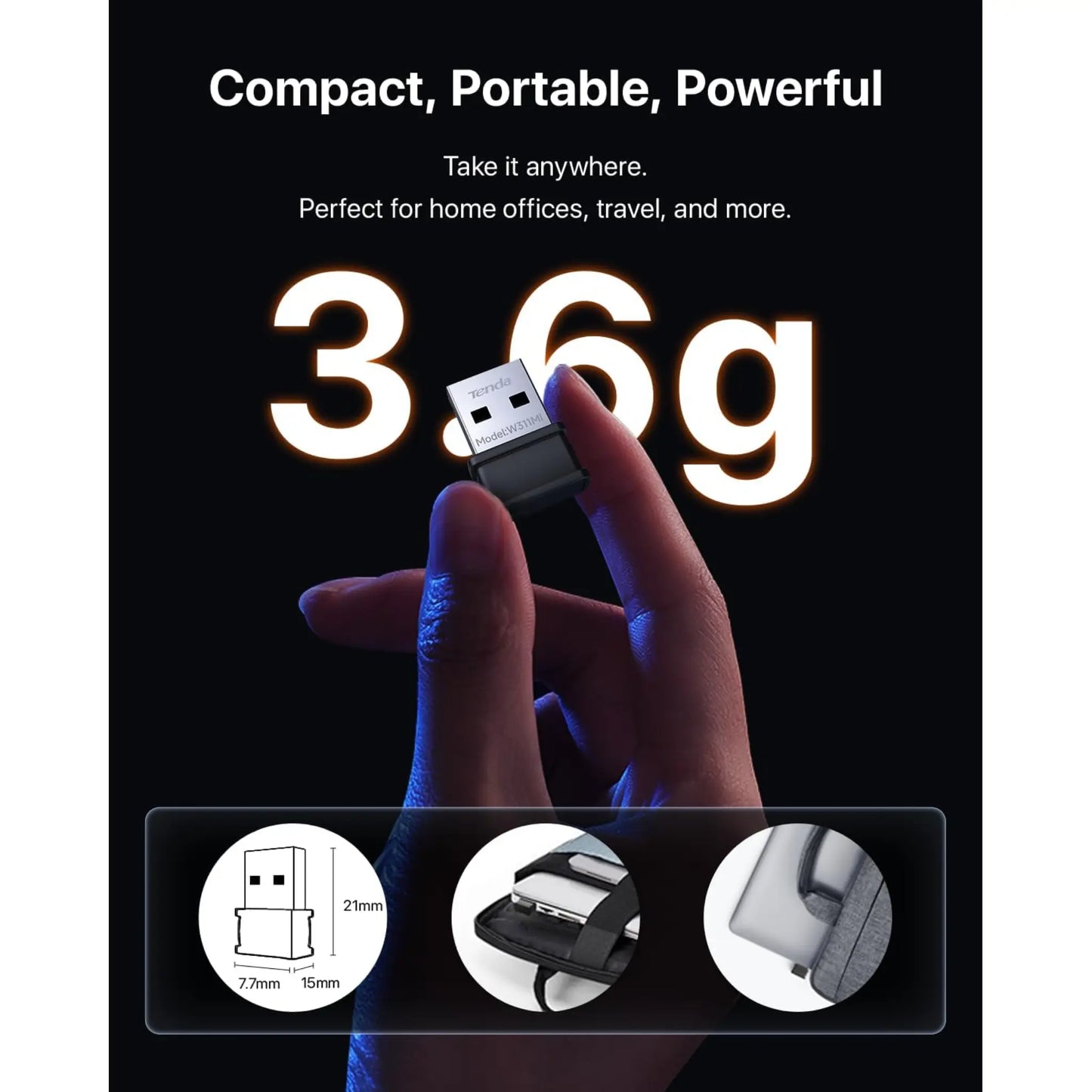 Tenda W311MI AX300 Wi-Fi 6 Nano USB Adapter | Driver-Free Wireless Adapter