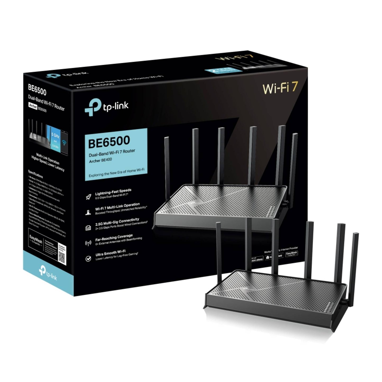 TP-Link Archer BE400 BE6500 Wi-Fi 7 Router | 6.5 Gbps