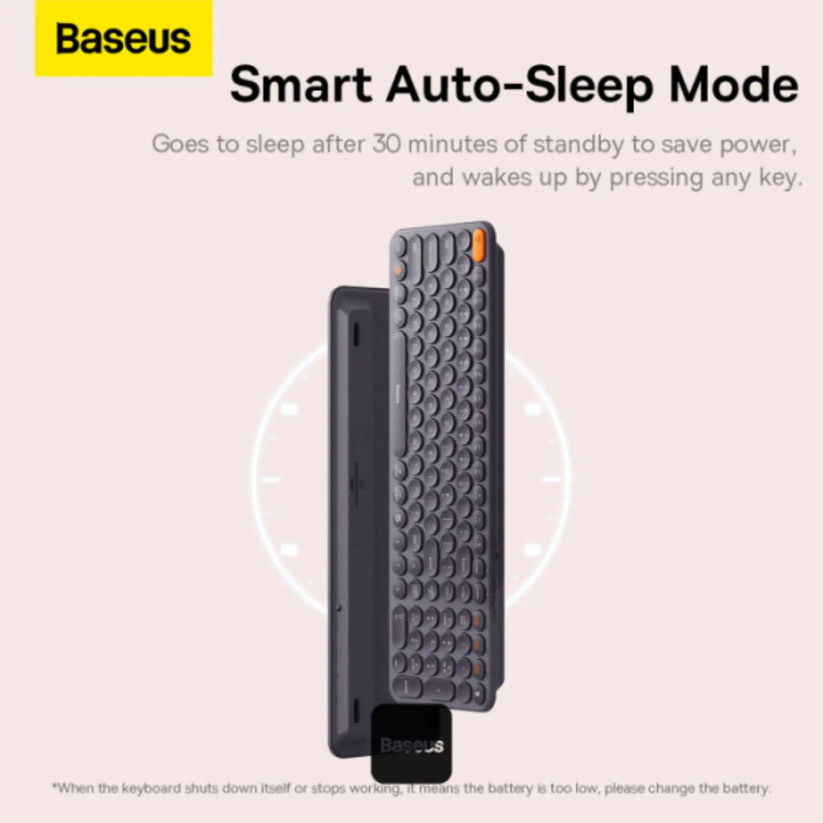 Baseus K01B Wireless Tri-Mode Keyboard + F01A Wireless Mouse Combo – Silent US Layout, Bluetooth 5.0 & 2.4G, 800/1000/1600 DPI – Gray