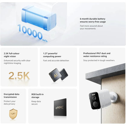 Xiaomi Outdoor Camera BW500 2.5K Wireless Security Camera | Color Night Vision, IP67, 136° Wide Angle