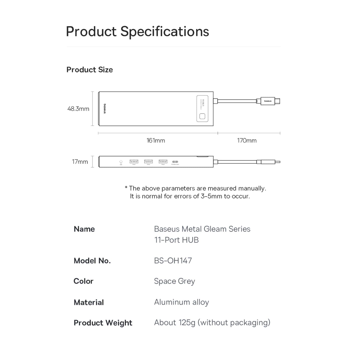 Baseus 11 in 1 Expansion Port HUB Metal Gleam Series