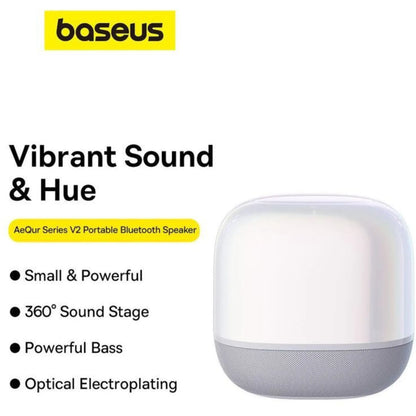 Baseus AeQur V2 Portable Wireless TWS Speaker Moon White | 30H Playtime Bluetooth Speaker