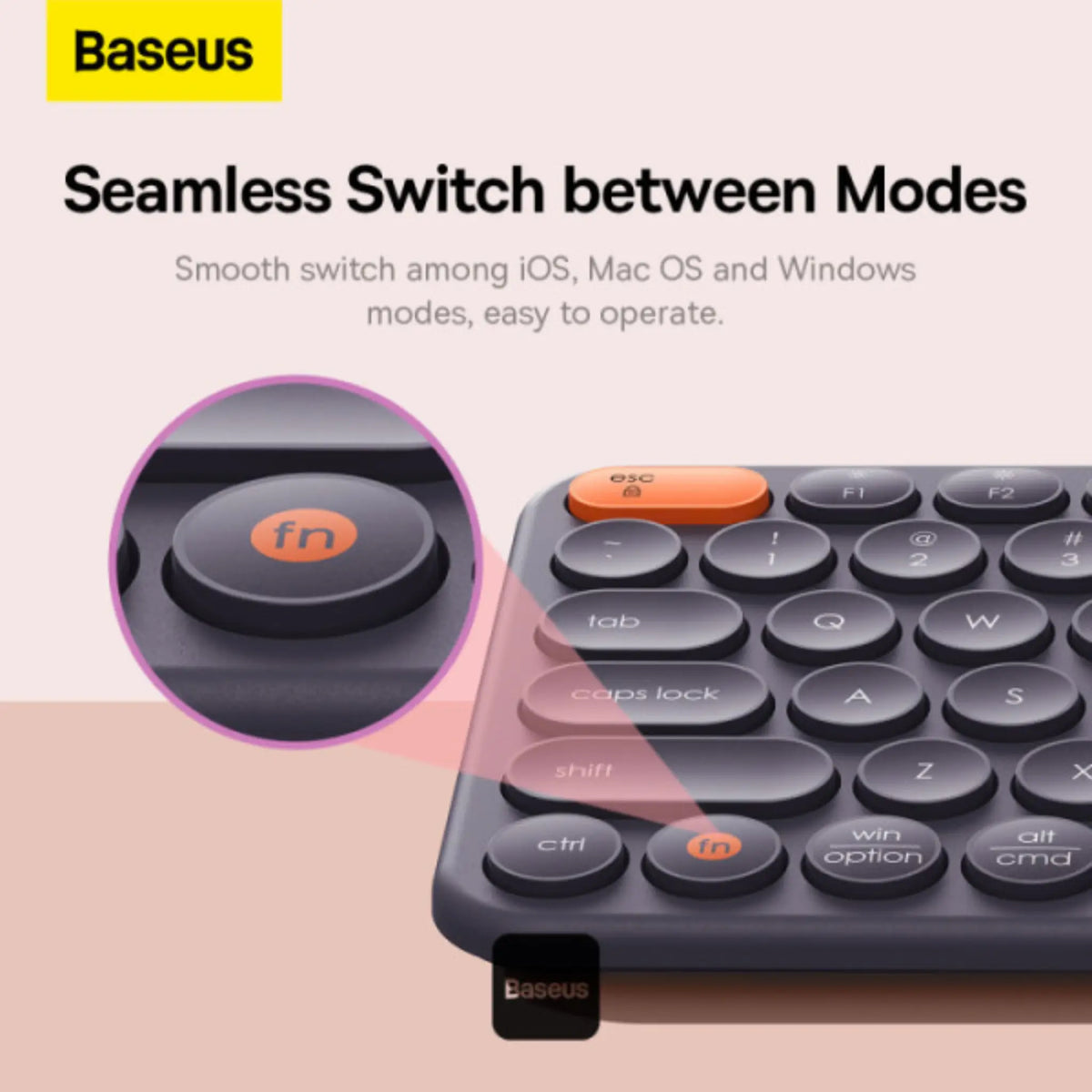 Baseus K01B Wireless Tri-Mode Keyboard + F01A Wireless Mouse Combo – Silent US Layout, Bluetooth 5.0 & 2.4G, 800/1000/1600 DPI – Gray