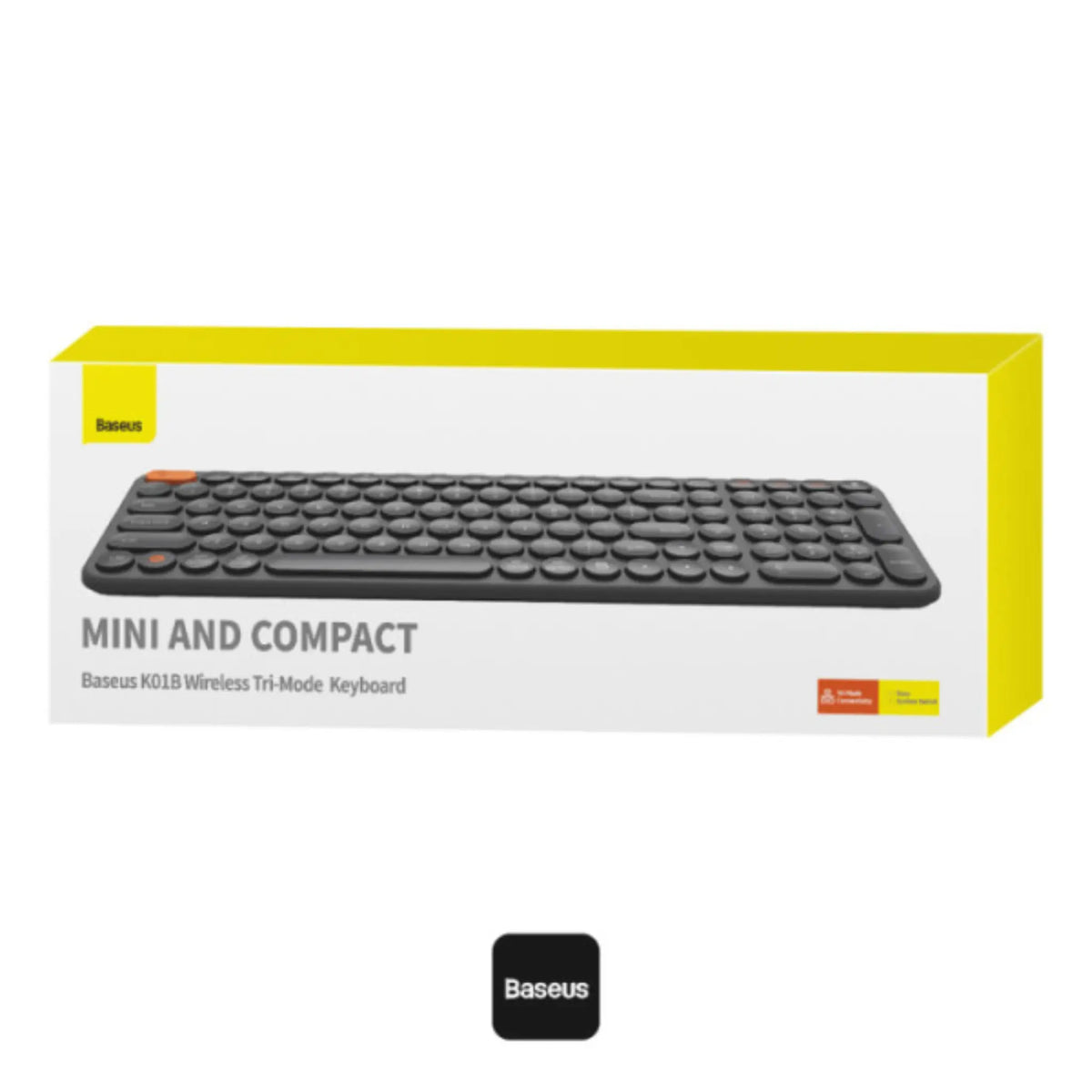Baseus K01B Wireless Tri-Mode Keyboard + F01A Wireless Mouse Combo – Silent US Layout, Bluetooth 5.0 & 2.4G, 800/1000/1600 DPI – Gray