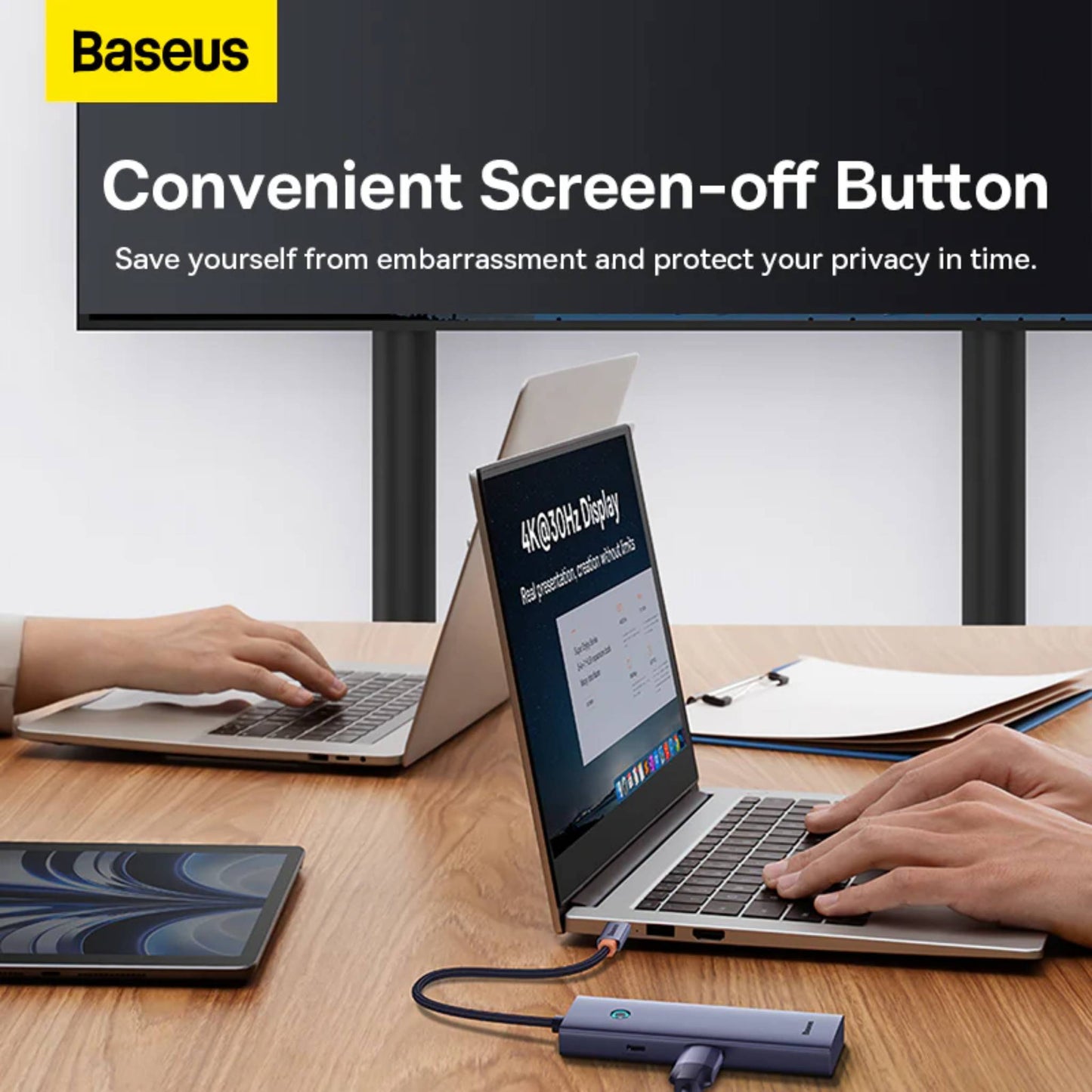 Baseus USB-C 5-in-1 Hub UltraJoy | HDMI 4K, 3× USB 3.0, PD Charging – Grey