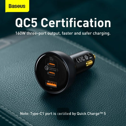 Baseus 160W Car Charger PD USB-C | QC5.0 Fast Charger for MacBook, iPhone, iPad & Xiaomi