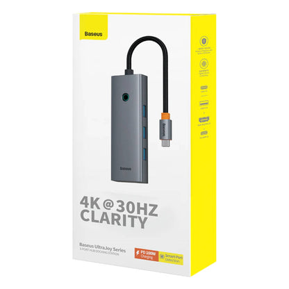 Baseus USB-C 5-in-1 Hub UltraJoy | HDMI 4K, 3× USB 3.0, PD Charging – Grey