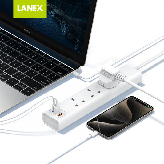 LANEX LC68U PD 3.0 QC 3.0 USB Power Socket Extension with USB-C & USB-A Ports