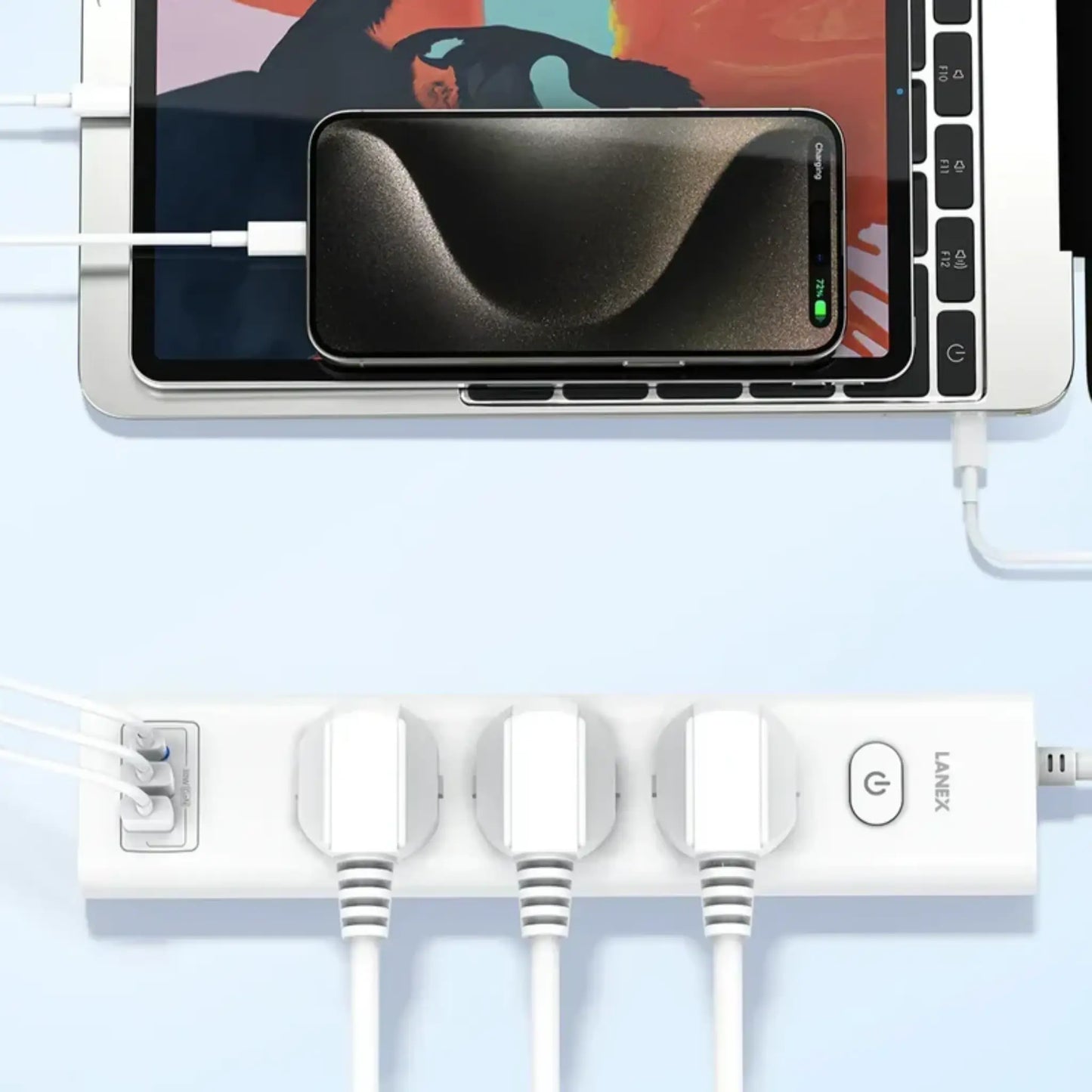 LANEX LC68U PD 3.0 QC 3.0 USB Power Socket Extension with USB-C & USB-A Ports