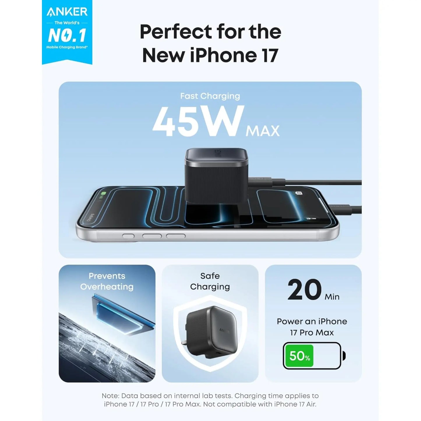 Anker Nano 45W USB-C Charger Black | Fast Compact PD Wall Adapter