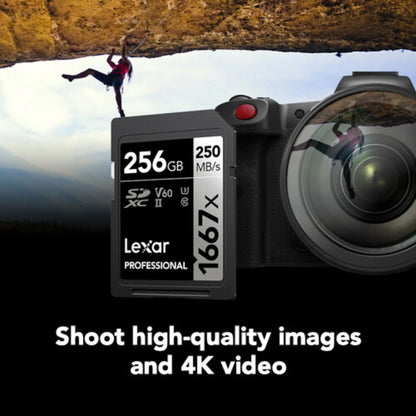 Lexar 256GB Professional 1667x UHS-II SDXC Memory Card | 250MB/s Read Speed