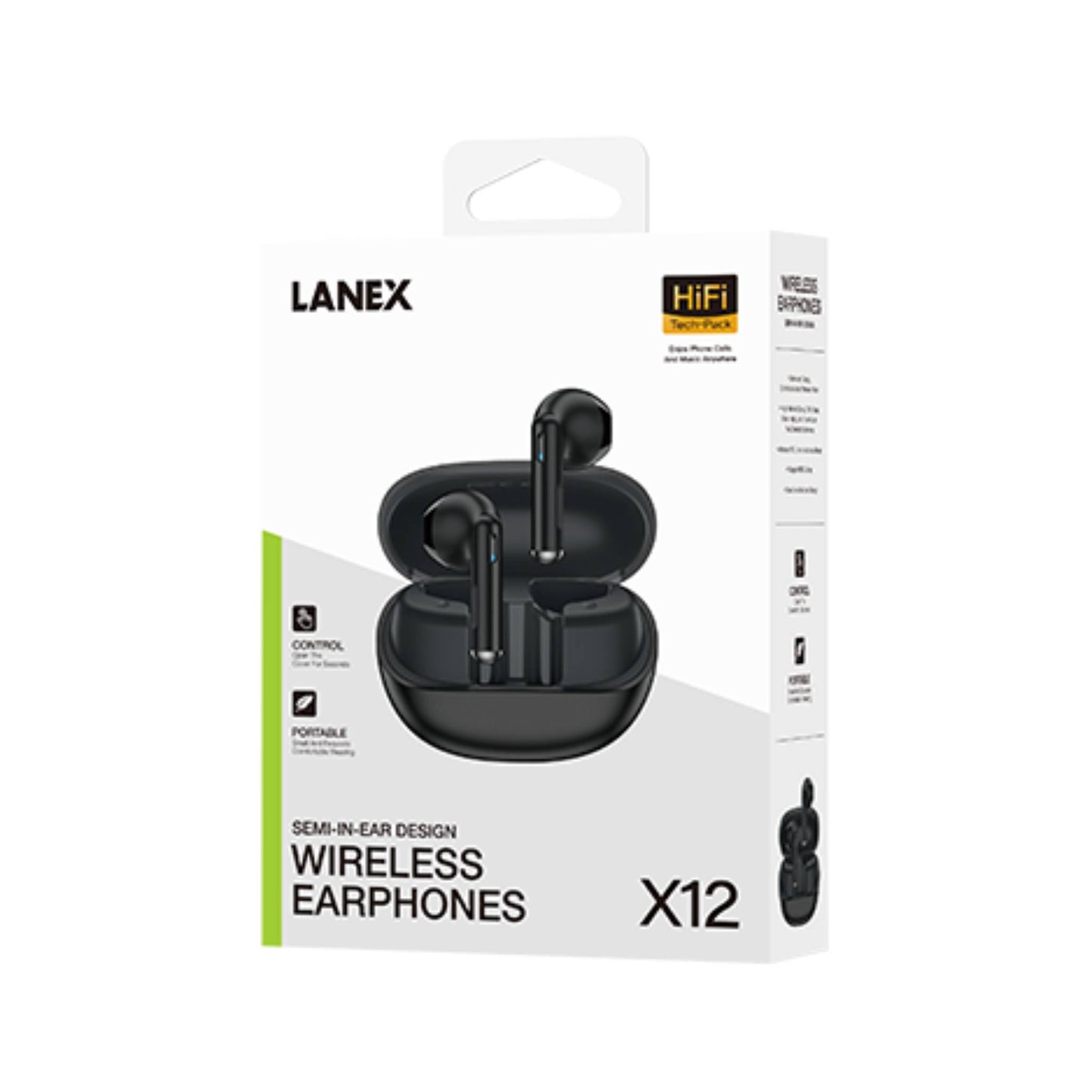 LANEX X12 Semi In-Ear Wireless Earphones 5.3 HD Call Type-C