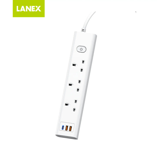 LANEX LC68U PD 3.0 QC 3.0 USB Power Socket Extension with USB-C & USB-A Ports