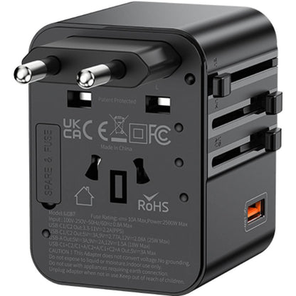 Lanex LC87 Travel Adaptor Black | Universal Travel Adapter