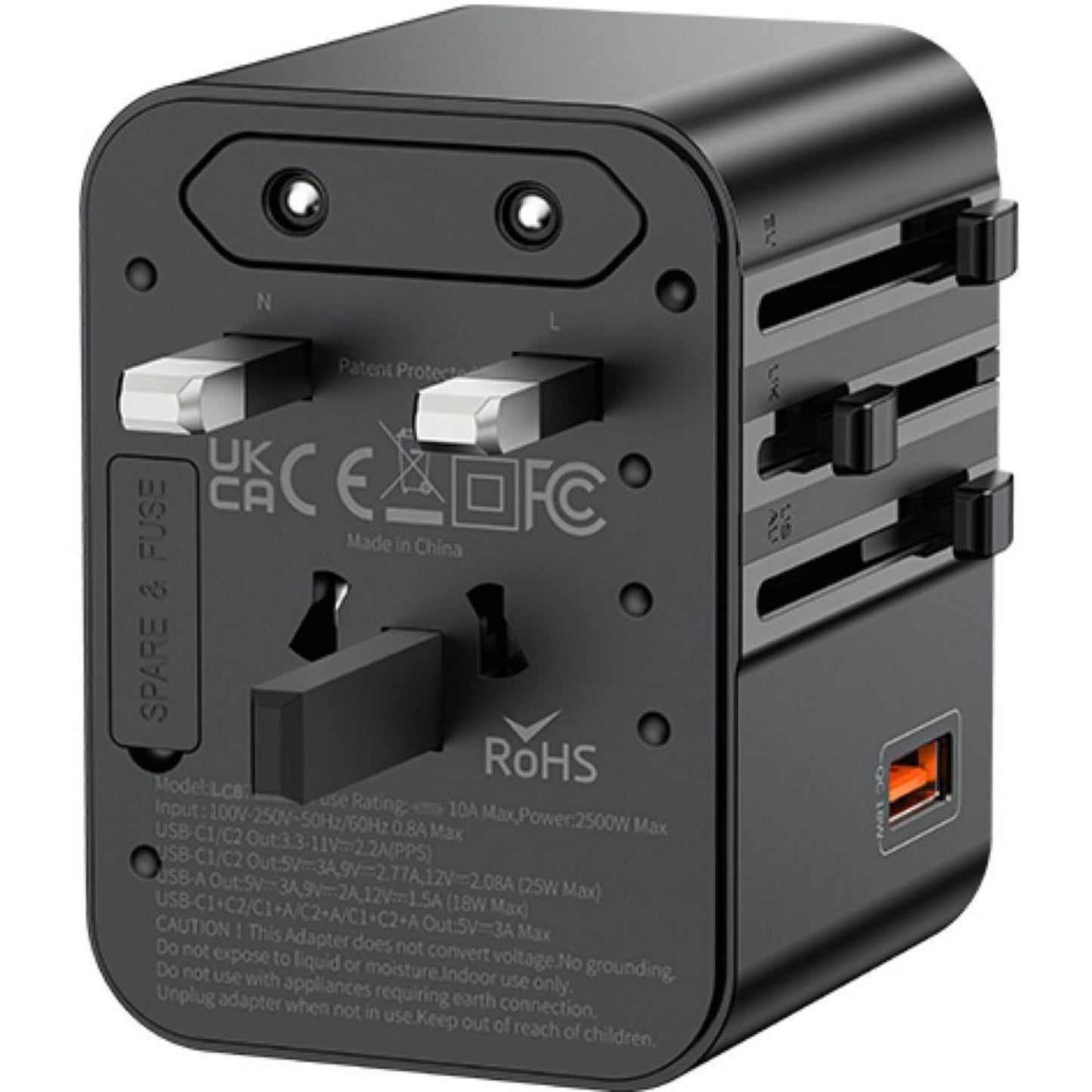 Lanex LC87 Travel Adaptor Black | Universal Travel Adapter