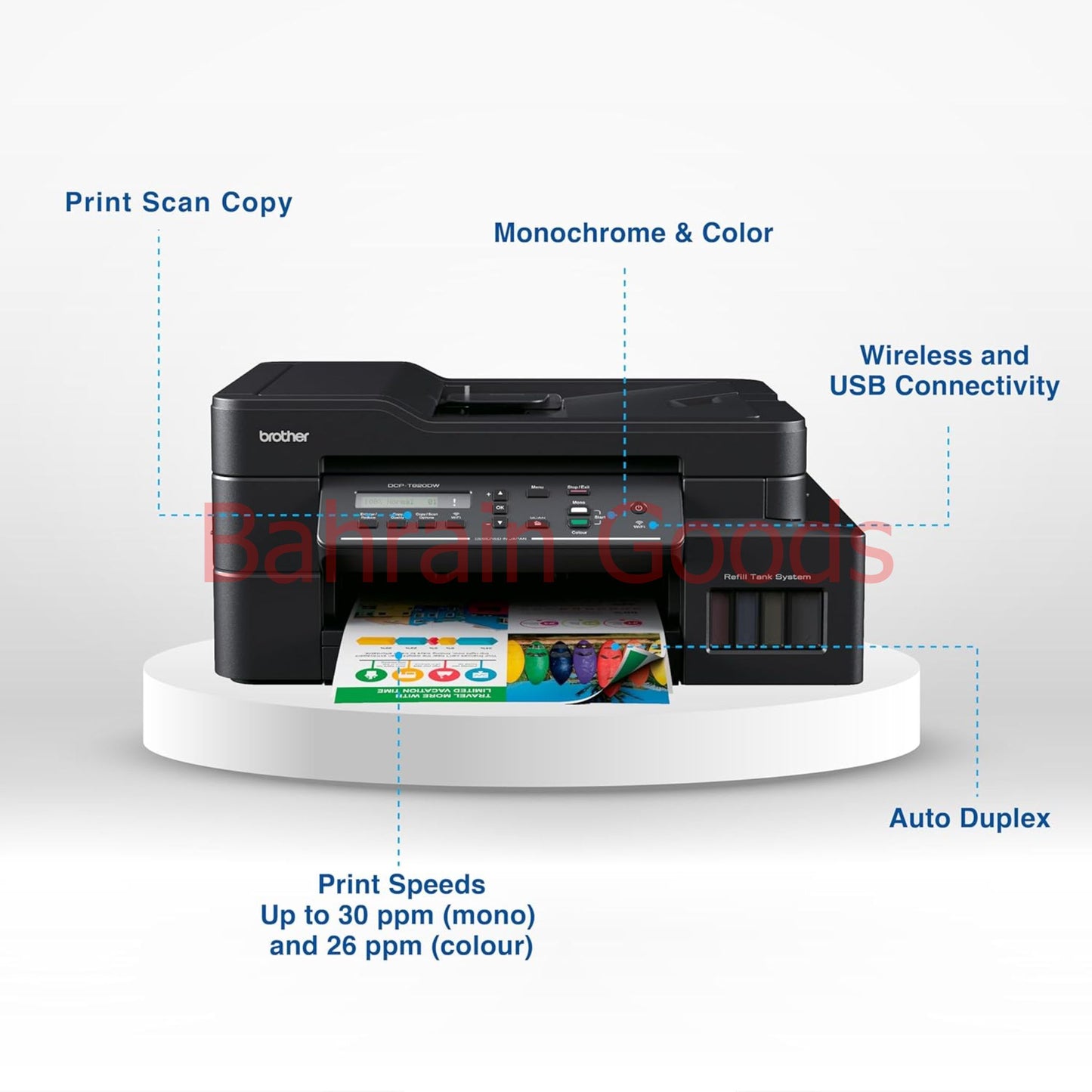 Brother DCP-T820DW Printer - Auto Duplex Printing, Print, Scan, Copy