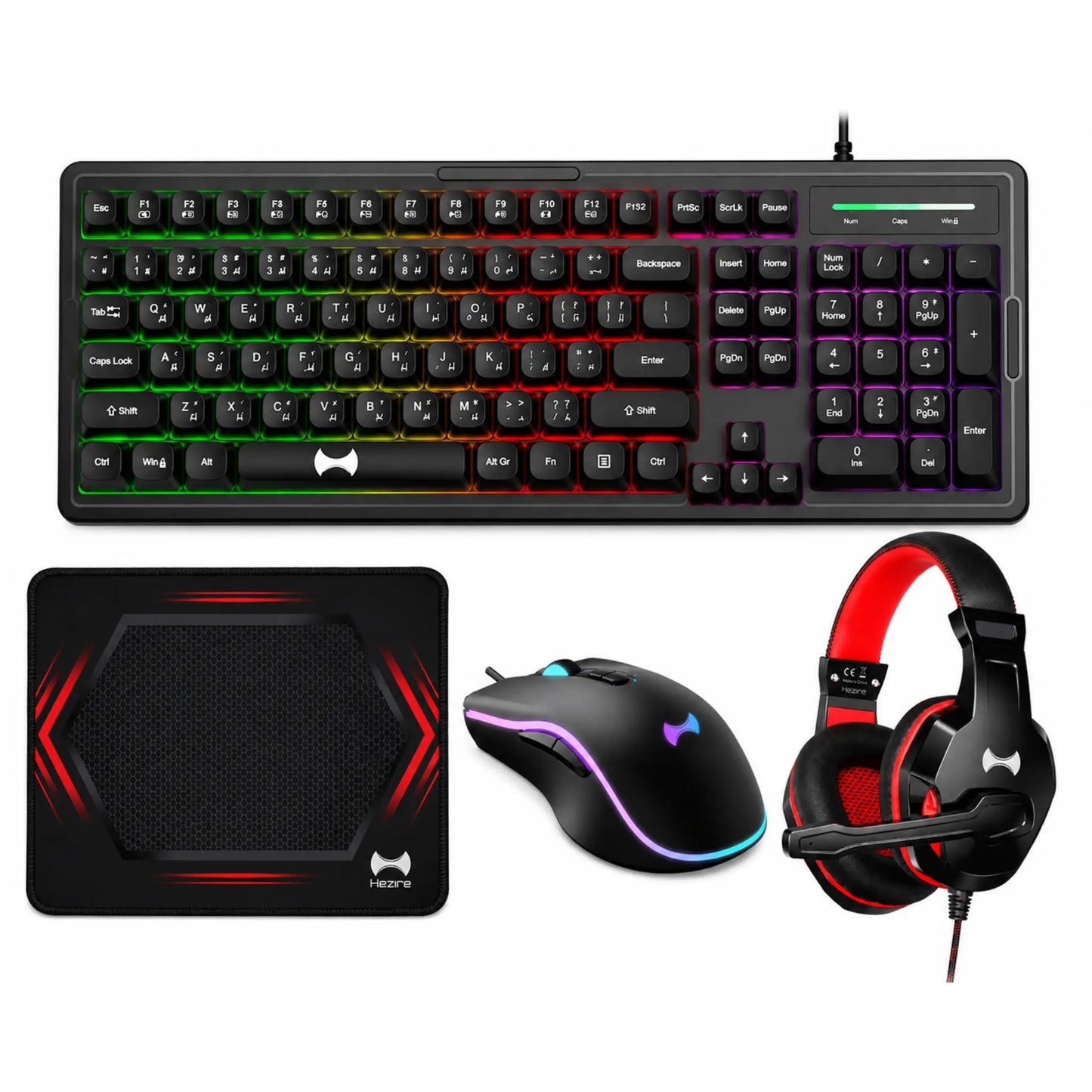 Hezire H-Gamekit X4 Gaming Combo Set – Keyboard, Mouse, Headset & Mouse Pad | HEZ-GAM-KIT-X4