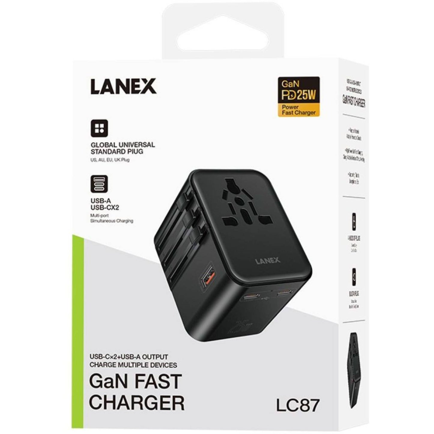 Lanex LC87 Travel Adaptor Black | Universal Travel Adapter