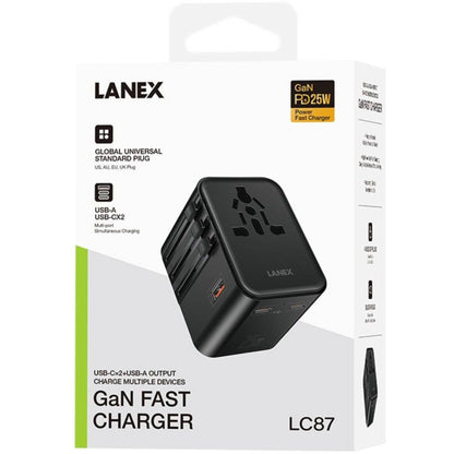 Lanex LC87 Travel Adaptor Black | Universal Travel Adapter