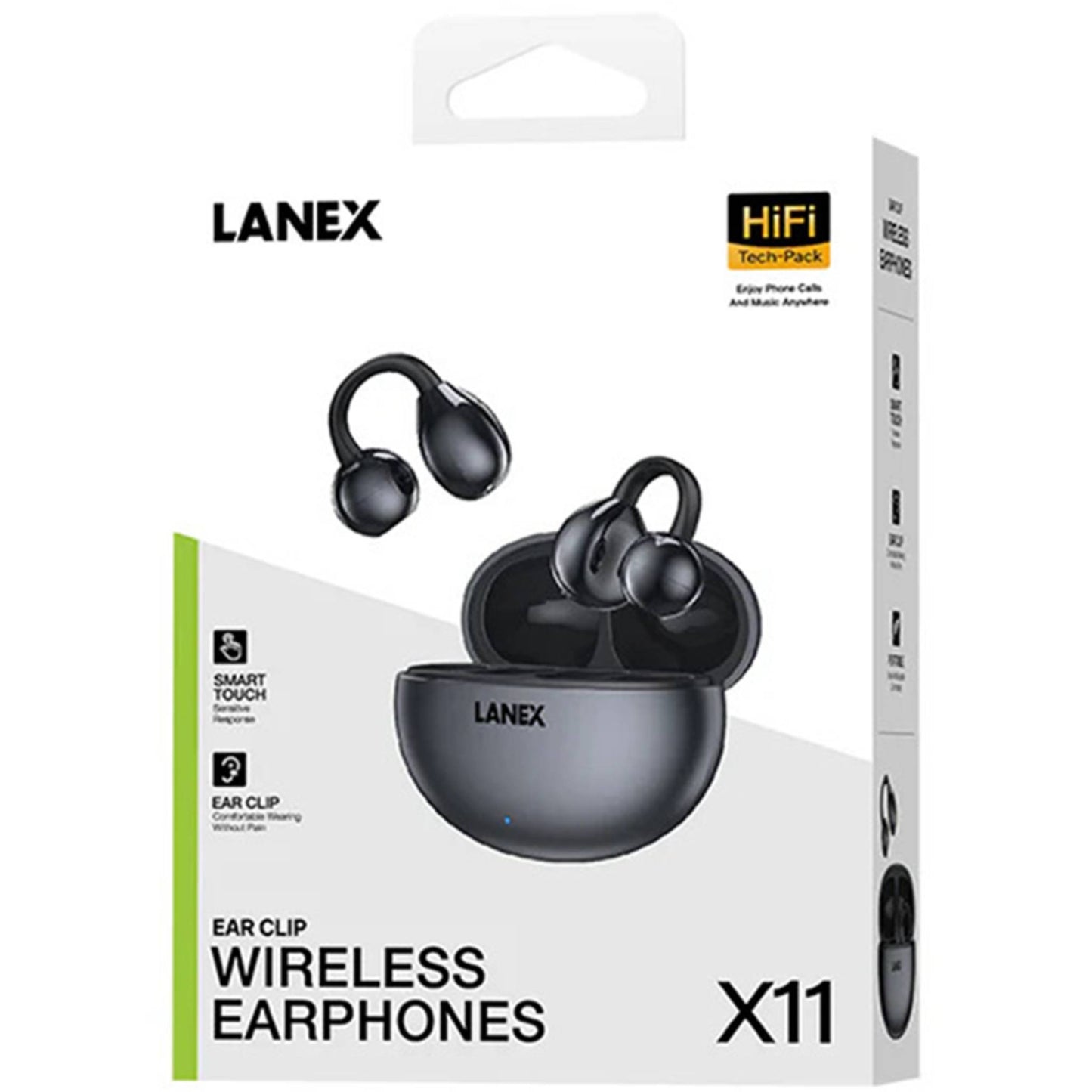 Lanex X11 Ear Clip Wireless Earphones Gray – HiFi Sound, Ultra Light, Smart Touch