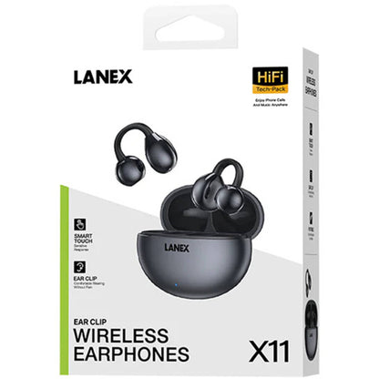 Lanex X11 Ear Clip Wireless Earphones Gray – HiFi Sound, Ultra Light, Smart Touch