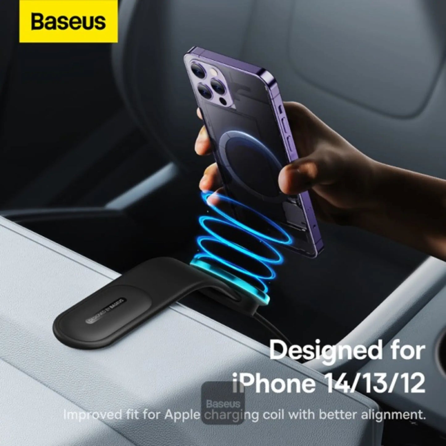 Baseus C02 Pro Magnetic Wireless Charging Car Mount – Fast Charging Phone Holder (Black)