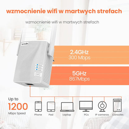 Tenda (A18-AC1200) WiFi 6 Range Extender AX3000 Dual-Band Gigabit AP Mode