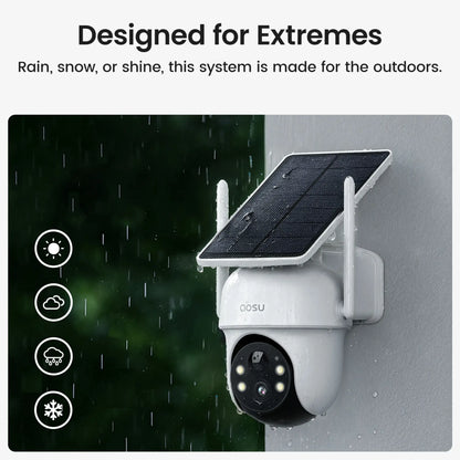 Aosu SolarCam D1 Classic System C9C-4H | Outdoor Wireless Security Cameras 4-Cam Kit | Solar Powered 2K CCTV System