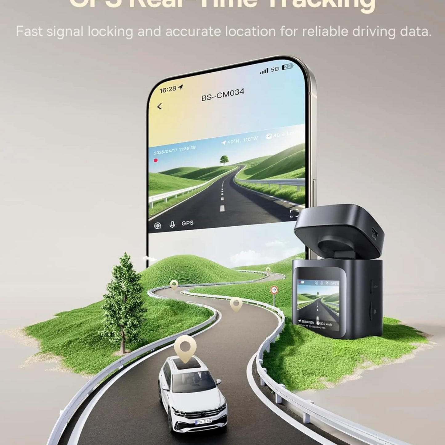 Baseus PrimeTrip VD1 Pro 4K Dash Cam – Solar Powered, STARVIS Night Vision, WiFi 6