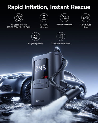 Baseus GoTrip VA1 Max and VA1 Pro Car Air Pump 7500mAh Portable Tire Inflator – Fast 100W Air Compressor