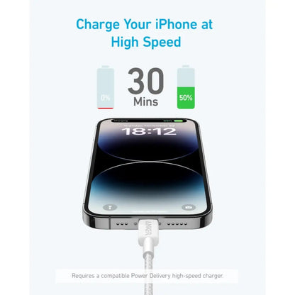 Anker 322 USB-C to Lightning Cable Braided 6ft (1.8m) 60W MFi