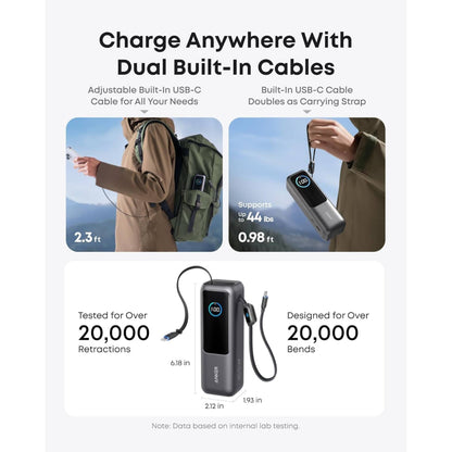 Anker Laptop Power Bank (25K, 165W, Built-In and Retractable Cables)