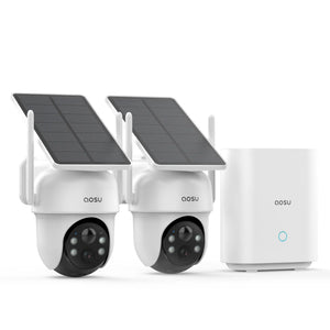 Aosu SolarCam D1 Classic System C9C-2H | Outdoor Wireless Security Cameras 2-Cam Kit | Solar Powered 2K CCTV System
