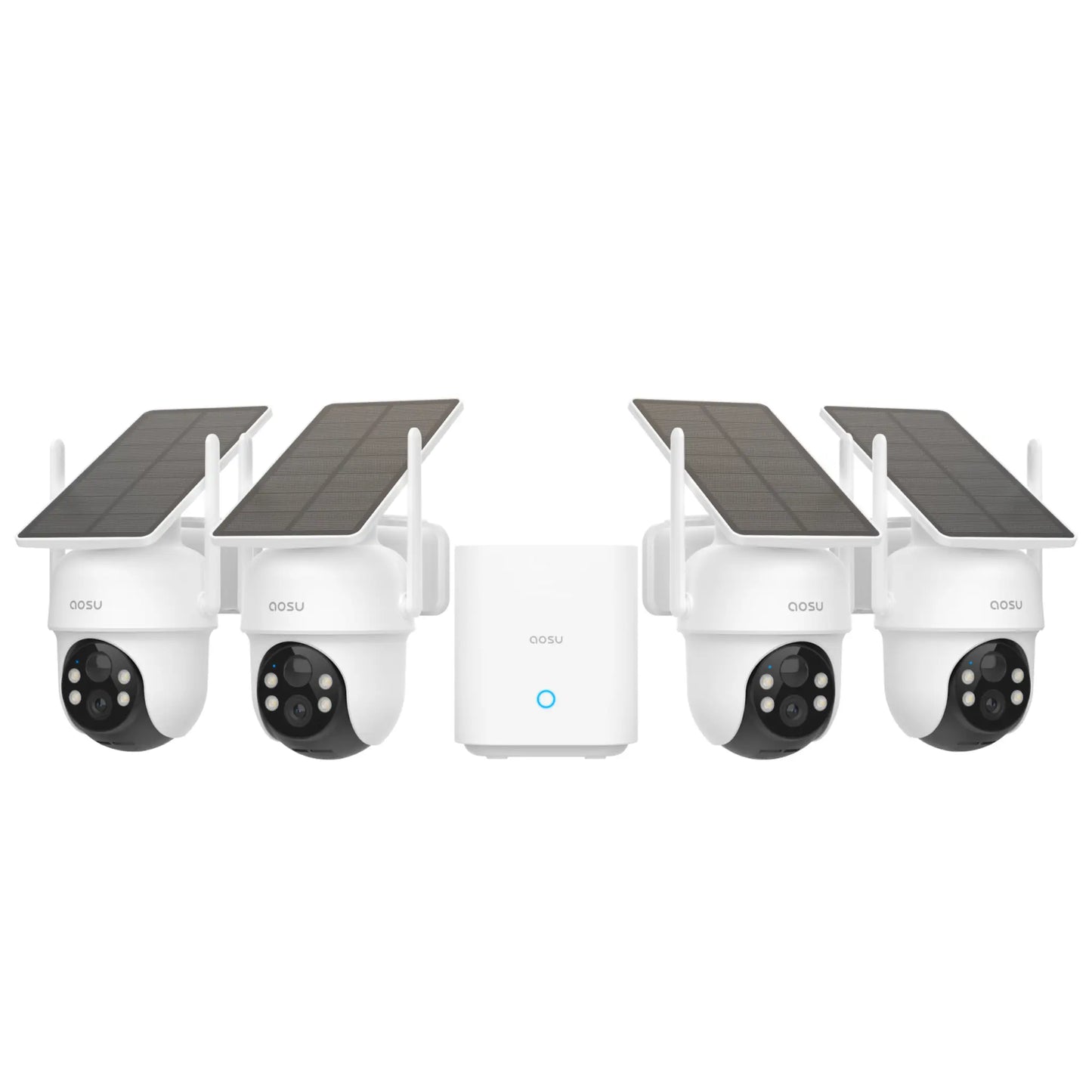 Aosu SolarCam D1 Classic System C9C-4H | Outdoor Wireless Security Cameras 4-Cam Kit | Solar Powered 2K CCTV System