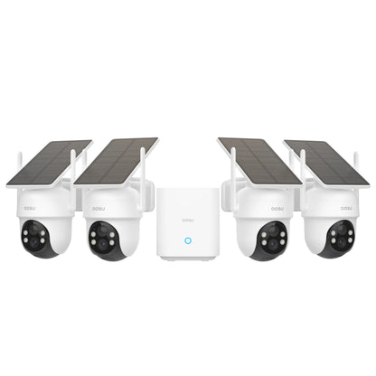 Aosu SolarCam D1 Classic System C9C-4H | Outdoor Wireless Security Cameras 4-Cam Kit | Solar Powered 2K CCTV System