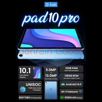 G-Tab | Pad 10 Pro Tablet | 10 GB RAM