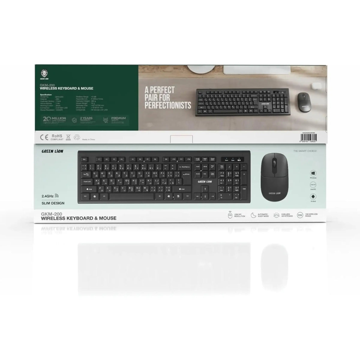Green Lion GKM-200 Wireless Keyboard Mouse Combo Black