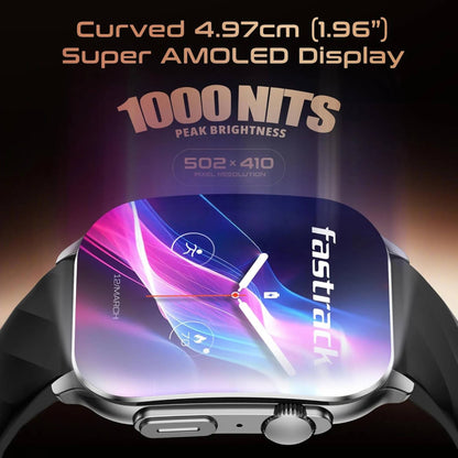 Titan Fastrack Horizon S1 Smartwatch, 1.96 inches AMOLED Display, Gun Metal Case with Black Silicone Strap