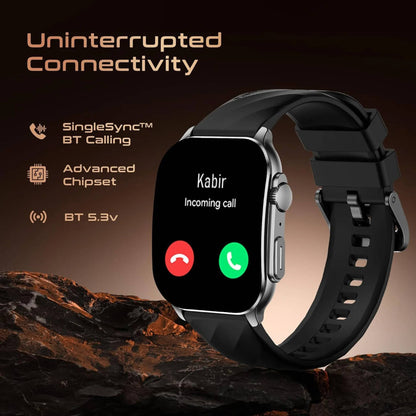 Titan Fastrack Horizon S1 Smartwatch, 1.96 inches AMOLED Display, Gun Metal Case with Black Silicone Strap