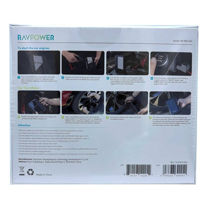 RavPower 2-in-1 Jump Starter RP-PB1240 Power Bank | 29.6Wh With Air Pump