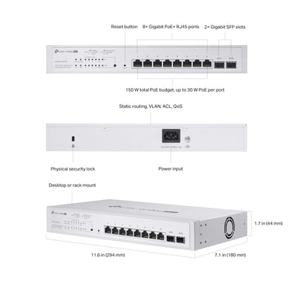 TP-Link Omada Pro S4500-8GHP2F 8-Port PoE+ Switch