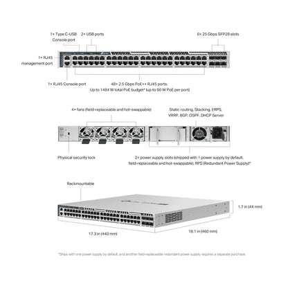 TP-Link Omada Pro S6500-48MPP6Y 2.5G PoE++ L3 Switch