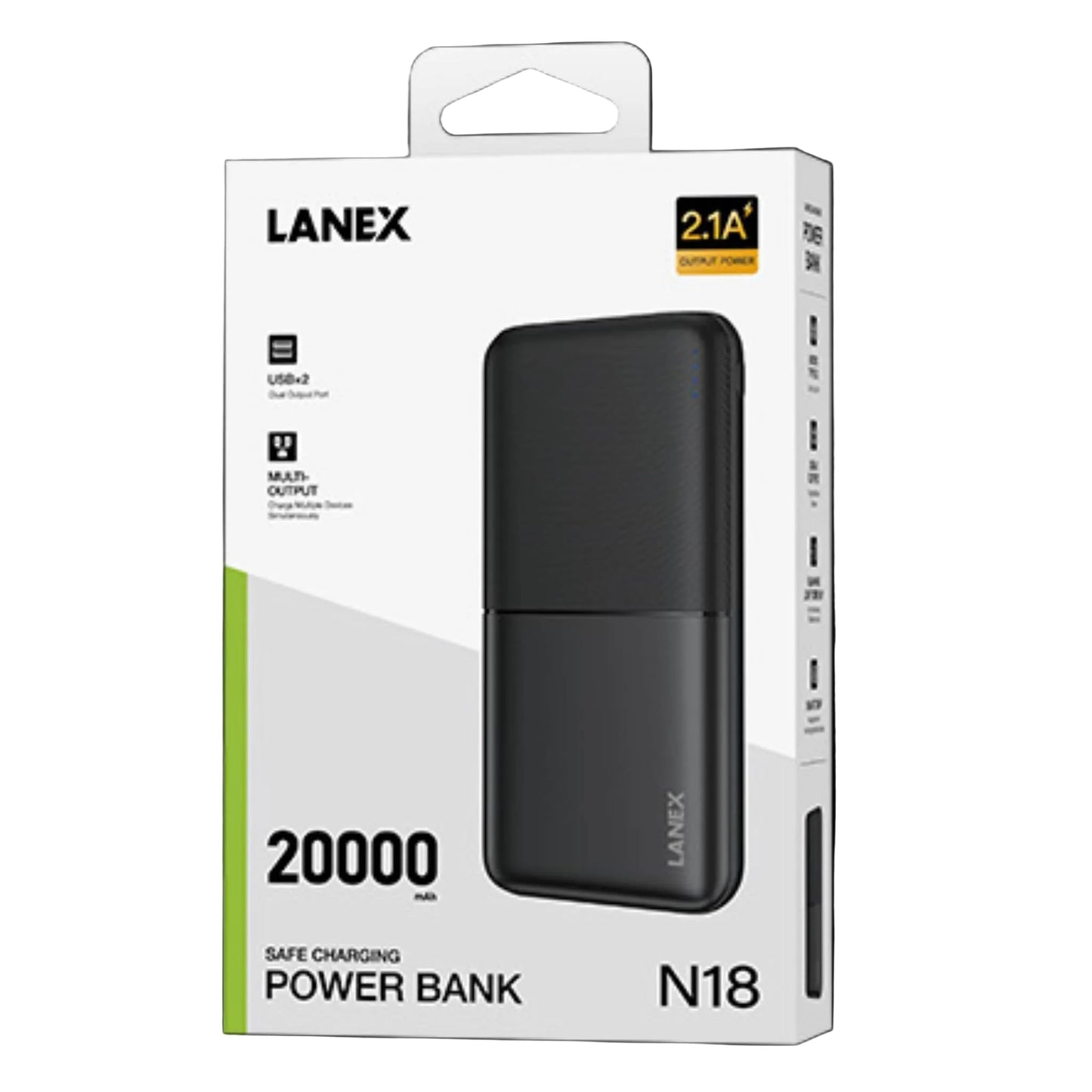 LANEX N18 20000mAh Fast Charging Power Bank 10W Dual USB Portable Charger