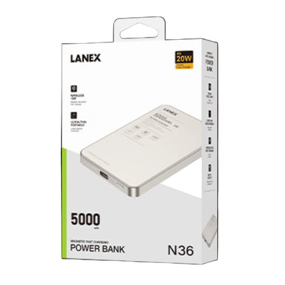 LANEX N36 5000mAh MagSafe Wireless Power Bank PD20W Ultra Thin Fast Charger