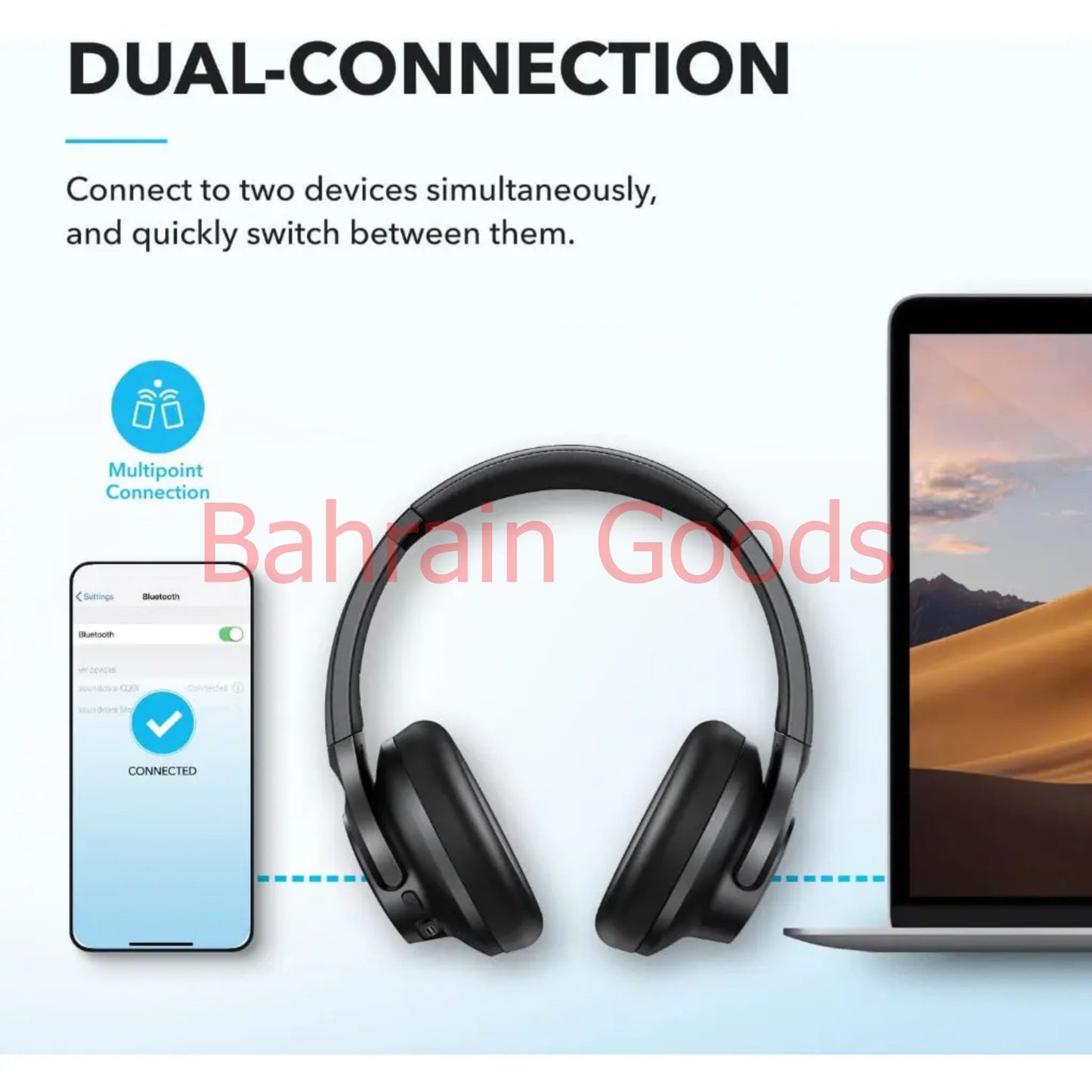 Soundcore Q20i Hybrid Bluetooth Noise Cancelling Wireless Headphones | Bahrain Goods