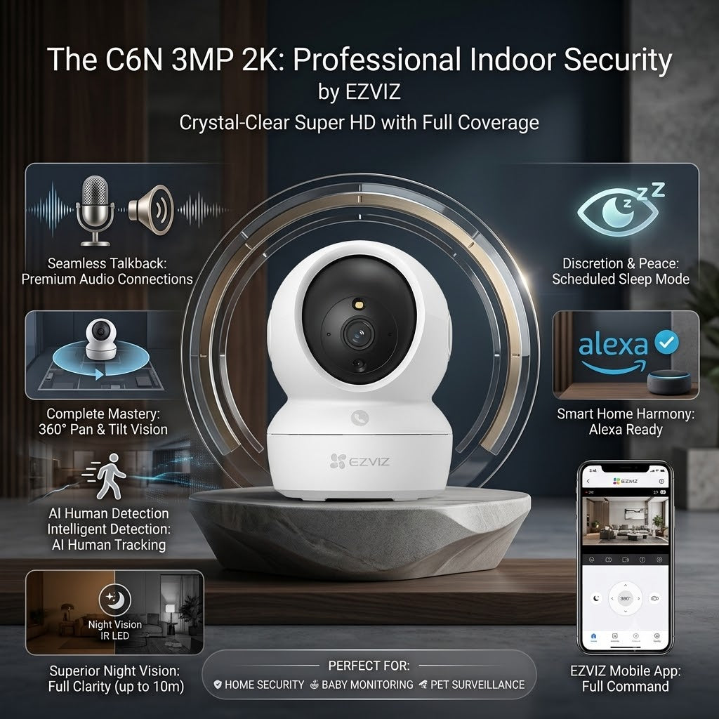 EZVIZ H6c Pro 3K 5MP WiFi Security Camera Pan & Tilt
