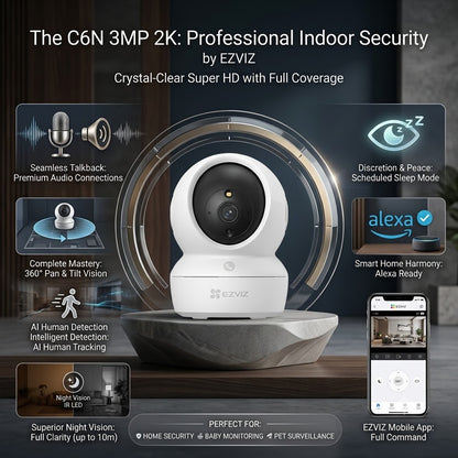 EZVIZ H6c Pro 3K 5MP WiFi Security Camera Pan & Tilt