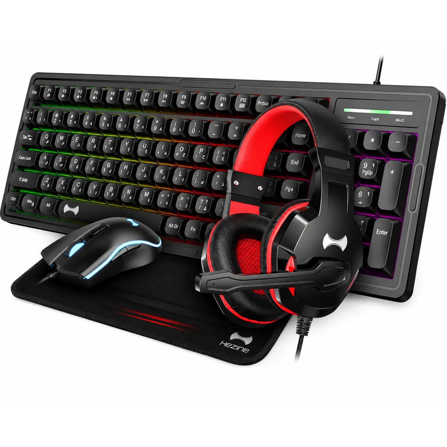 Hezire H-Gamekit X4 Gaming Combo Set – Keyboard, Mouse, Headset & Mouse Pad | HEZ-GAM-KIT-X4
